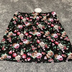 NWT Umgee Rose Floral Boho Cotton Lightweight Denim Mini Skirt Women Medium